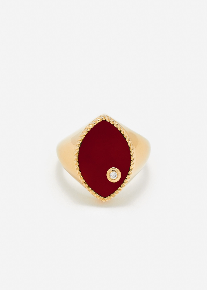 CHEVALIÈRE MARQUISE AGATE ROUGE OR JAUNE