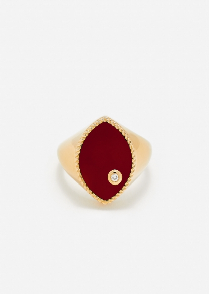 CHEVALIÈRE MARQUISE AGATE ROUGE OR JAUNE