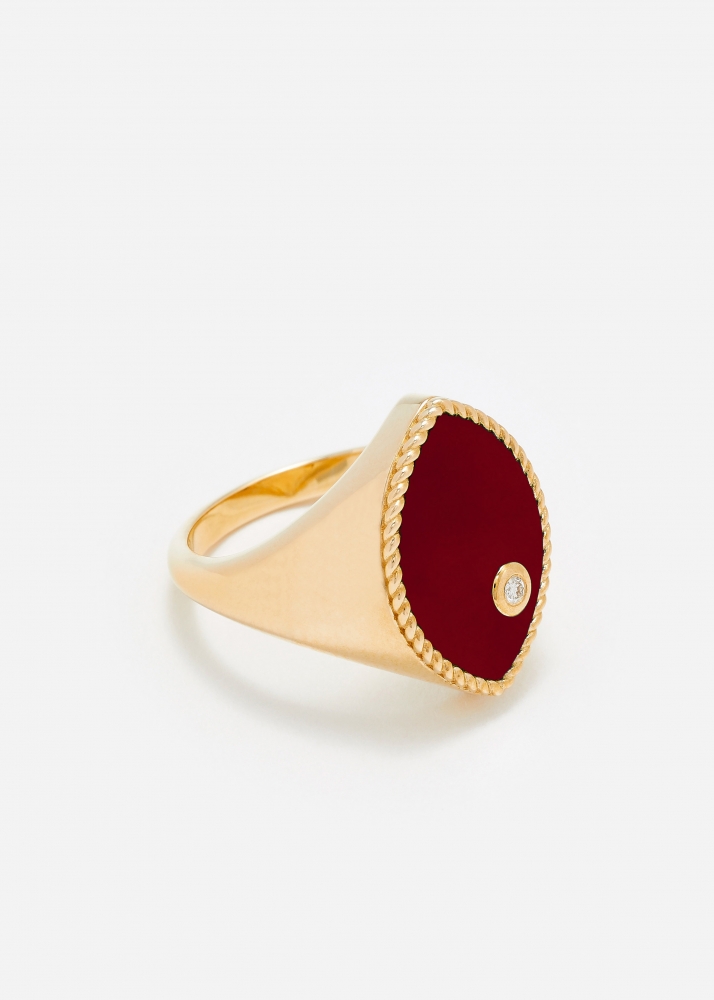 CHEVALIÈRE MARQUISE AGATE ROUGE OR JAUNE