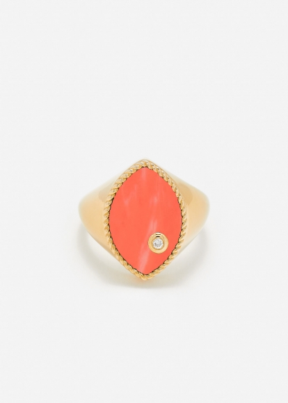 CHEVALIÈRE MARQUISE CORAIL OR JAUNE