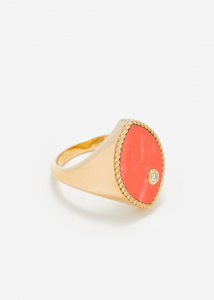 CHEVALIÈRE MARQUISE CORAIL OR JAUNE