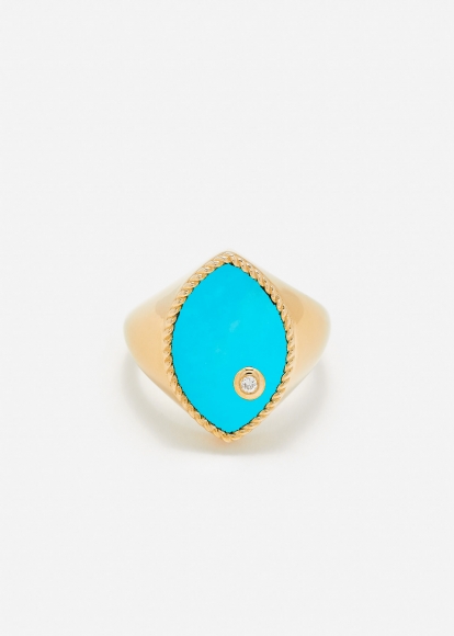 CHEVALIÈRE MARQUISE TURQUOISE OR JAUNE