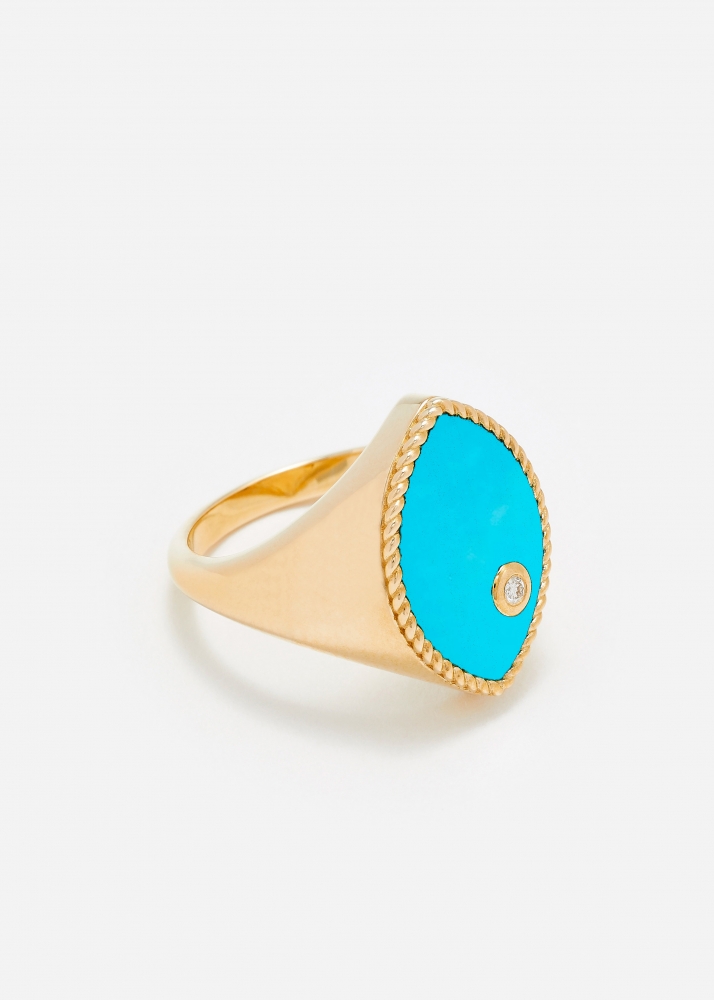 CHEVALIÈRE MARQUISE TURQUOISE OR JAUNE