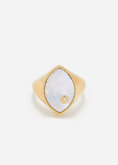 CHEVALIÈRE MARQUISE NACRE OR JAUNE
