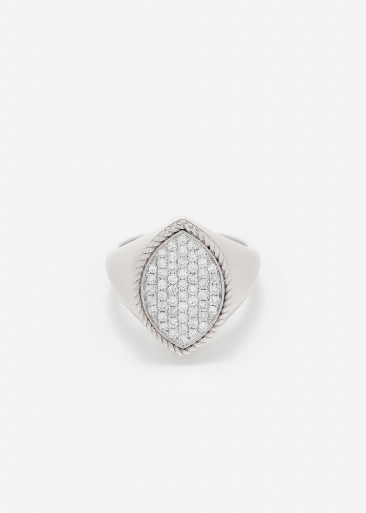 CHEVALIÈRE MARQUISE DIAMANTS OR BLANC