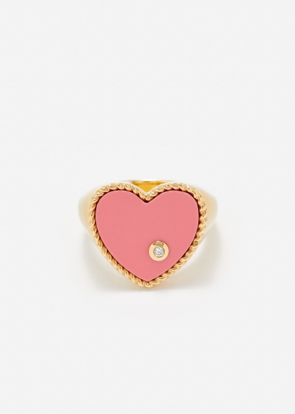 CHEVALIÈRE COEUR ROSE OR JAUNE