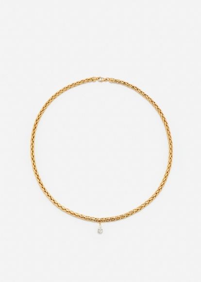 MAXI COLLIER PALMIER FLOTTANT DIAMANT POIRE OR JAUNE