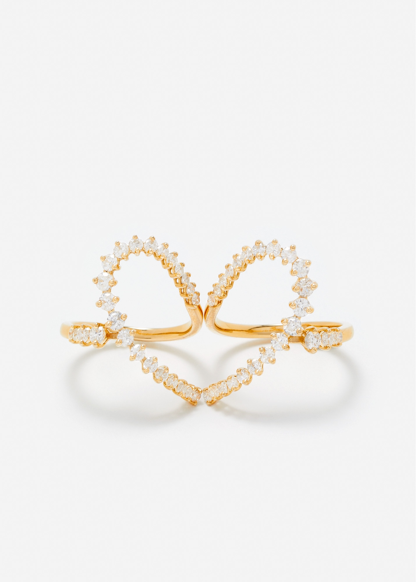 DOUBLE BAGUE COEUR DIAMANTS OR JAUNE