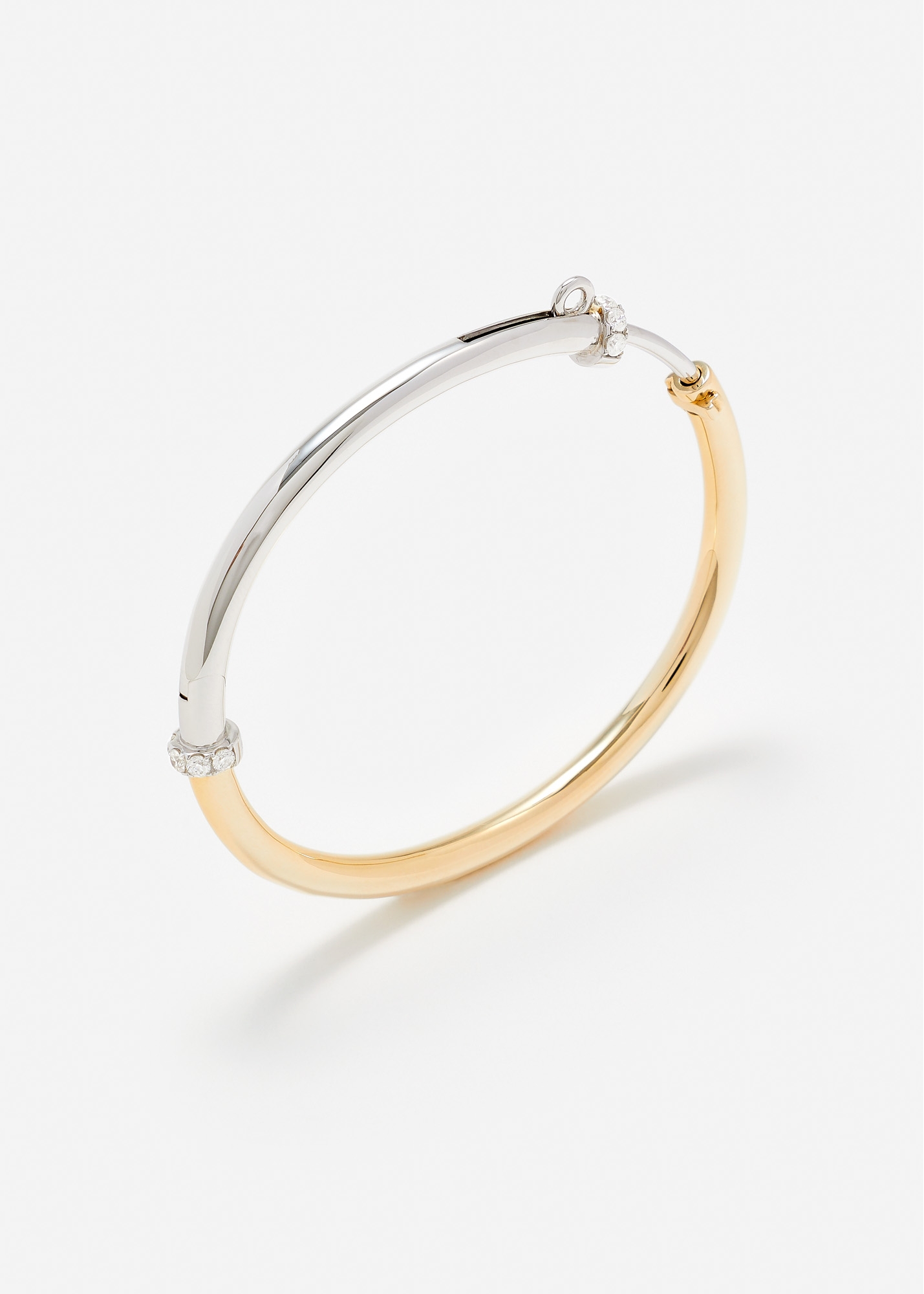 Bangle Mousqueton Grey diamonds, yellow and white gold Yvonne Léon