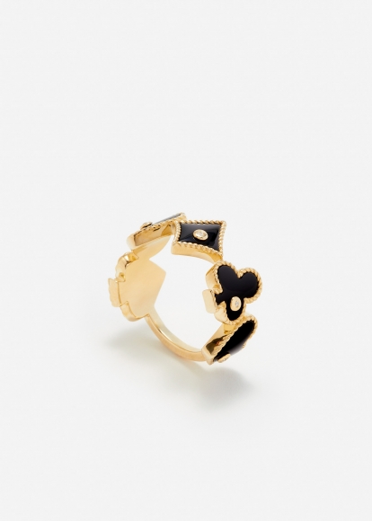 BAGUE CASINO ONYX OR JAUNE