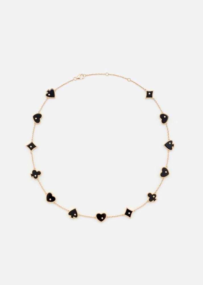 COLLIER CASINO ONYX & NACRE OR JAUNE