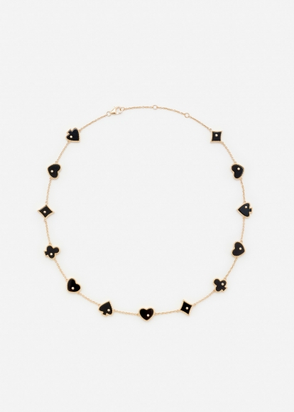 COLLIER CASINO ONYX & NACRE OR JAUNE