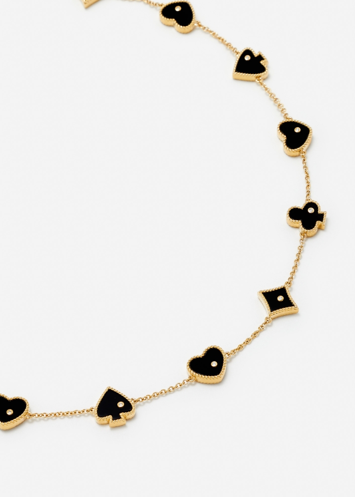 COLLIER CASINO ONYX & NACRE OR JAUNE