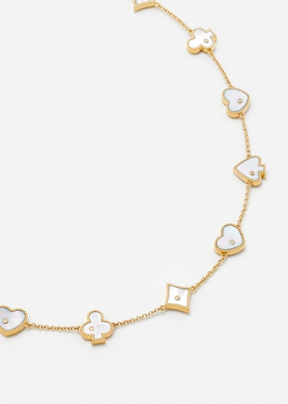 COLLIER CASINO ONYX & NACRE OR JAUNE