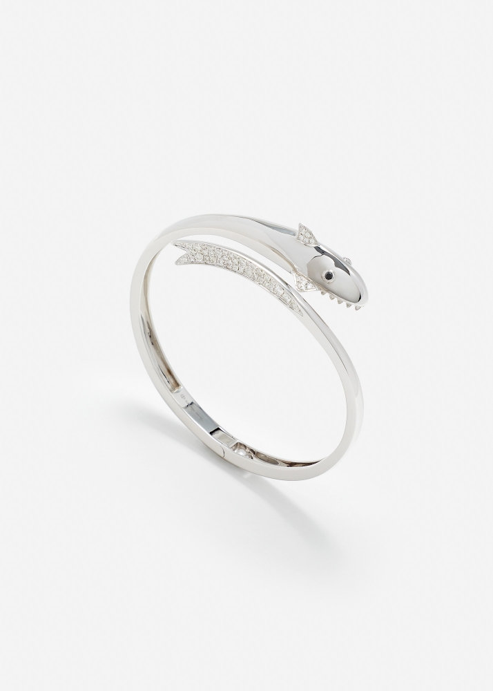 BRACELET JONC REQUIN OR BLANC