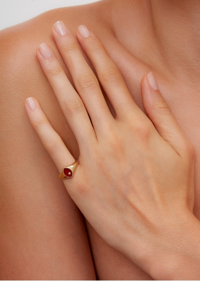 BABY CHEVALIÈRE MARQUISE AGATE ROUGE OR JAUNE