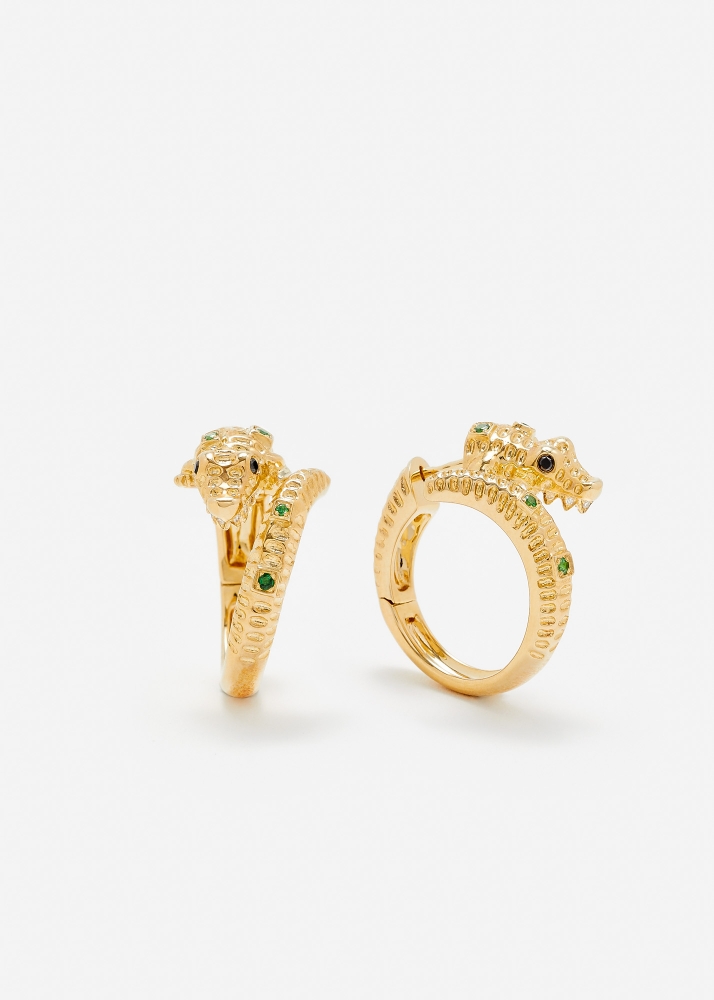 PAIRE DE CRÉOLES CROCO OR JAUNE