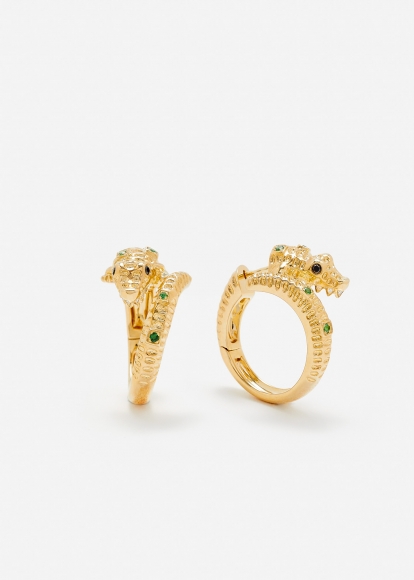 PAIRE DE CRÉOLES CROCO OR JAUNE