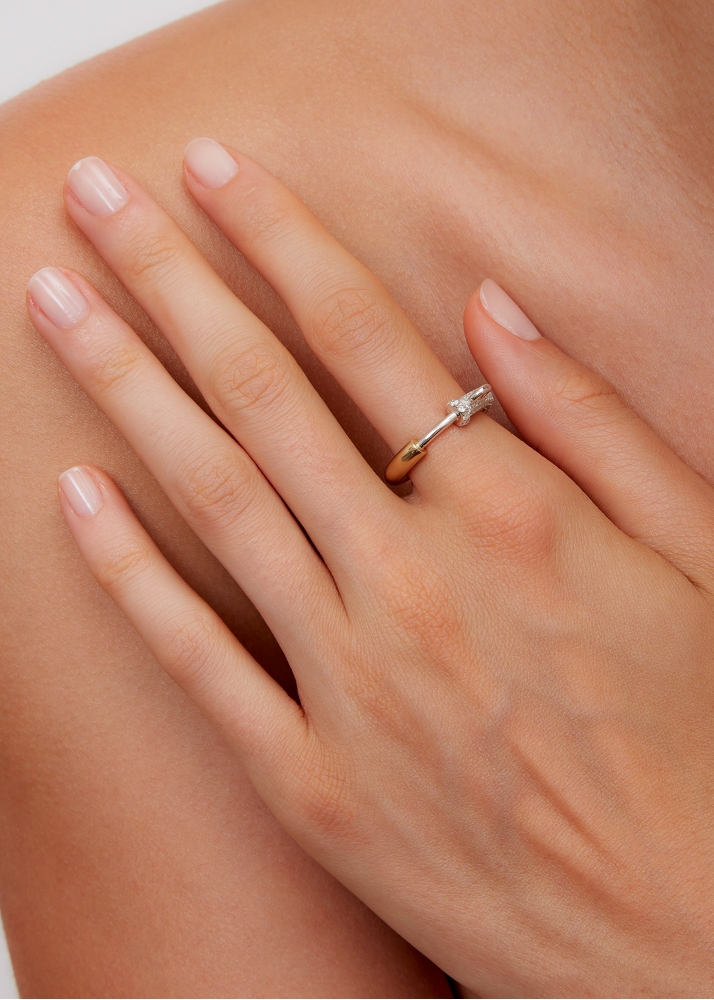 BAGUE MOUSQUETON DIAMANTS 2 ORS