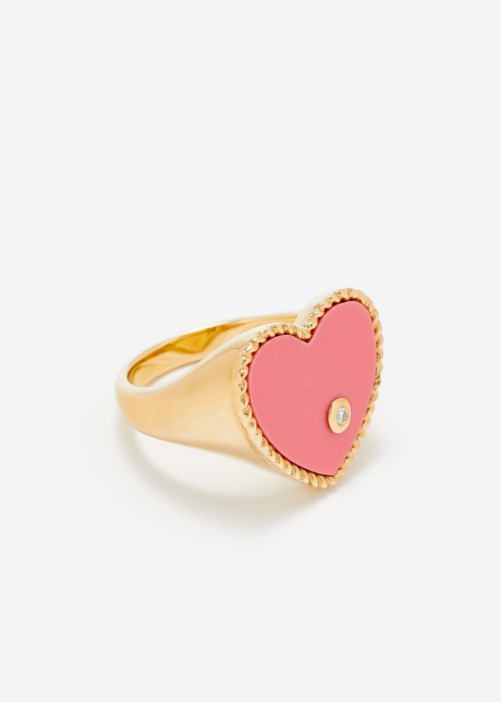 CHEVALIÈRE COEUR ROSE OR JAUNE