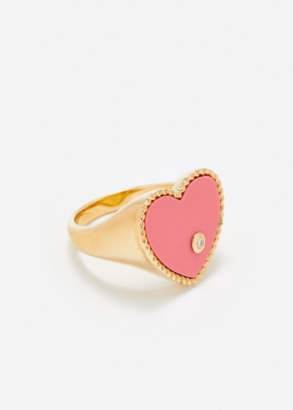 CHEVALIÈRE COEUR ROSE OR JAUNE