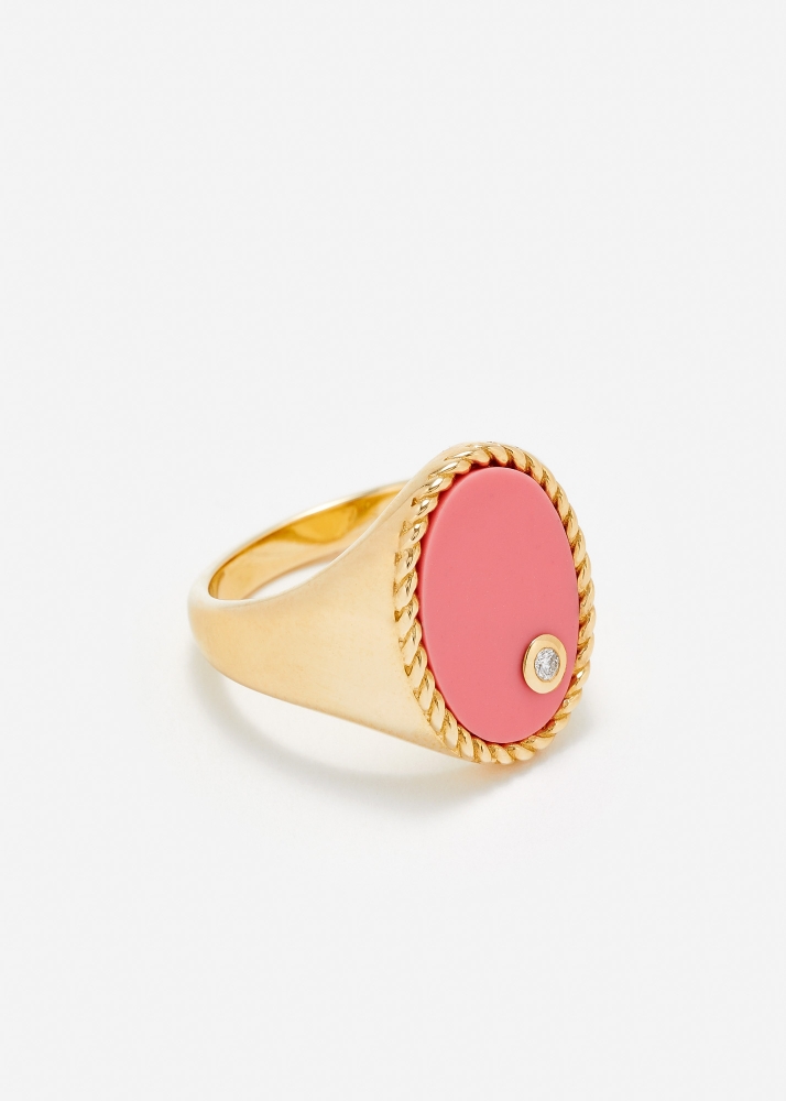 CHEVALIÈRE OVALE ROSE OR JAUNE