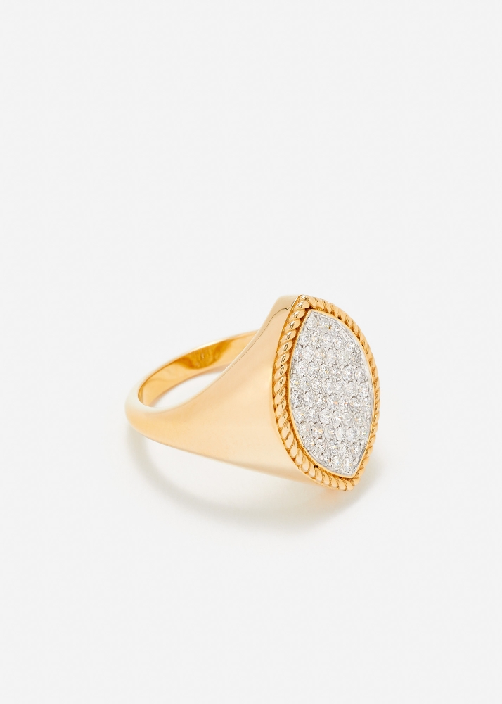CHEVALIÈRE MARQUISE DIAMANTS OR JAUNE