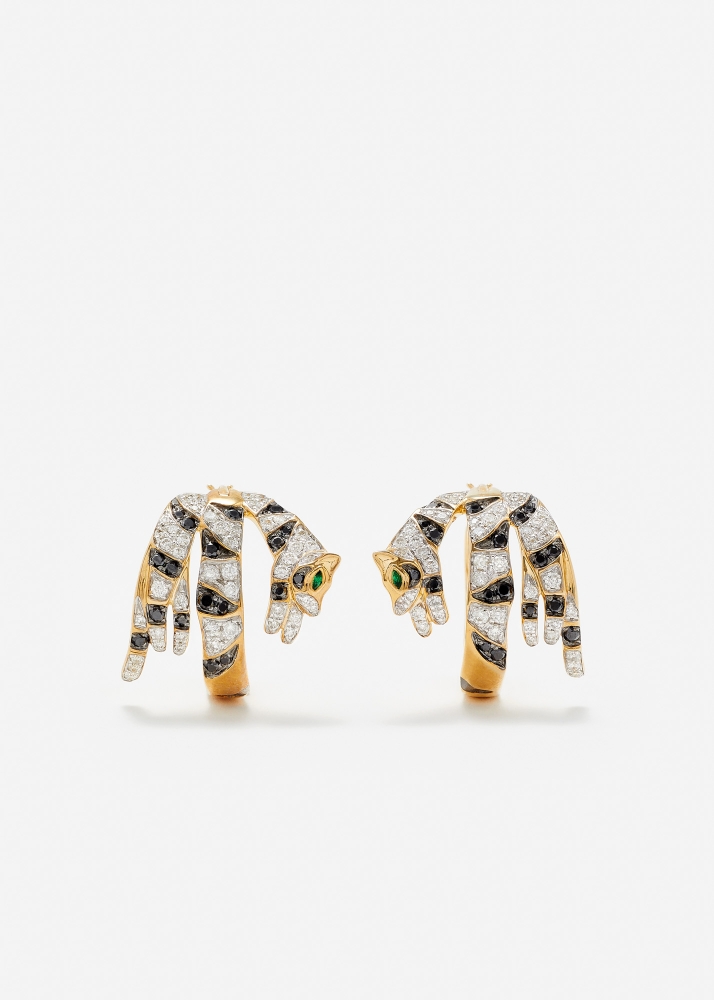 PAIRE DE CRÉOLES FELIN DIAMANTS OR JAUNE