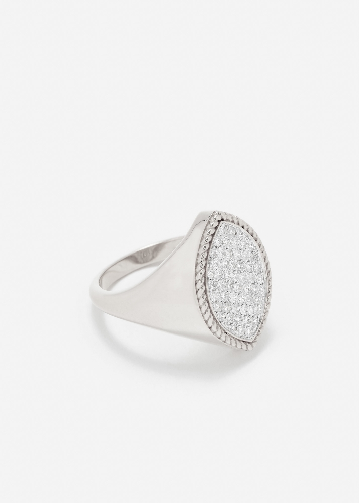 CHEVALIÈRE MARQUISE DIAMANTS OR BLANC