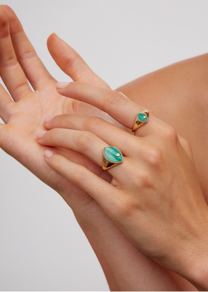 CHEVALIÈRE MARQUISE MALACHITE OR JAUNE