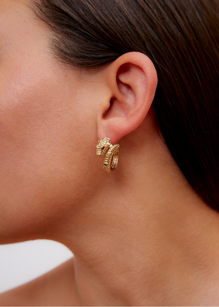 PAIRE DE CRÉOLES CROCO OR JAUNE