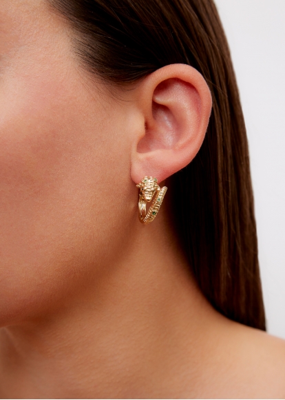 PAIRE DE CRÉOLES CROCO OR JAUNE