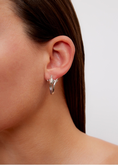 PAIRE DE CRÉOLES REQUIN GM OR BLANC