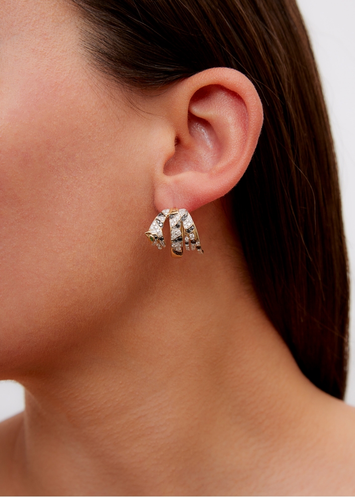 PAIRE DE CRÉOLES FELIN DIAMANTS OR JAUNE