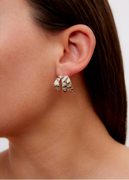 PAIRE DE CRÉOLES FELIN DIAMANTS OR JAUNE