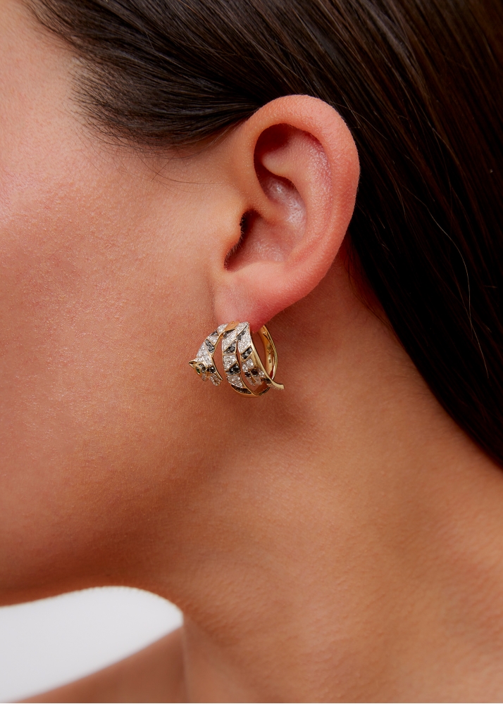 PAIRE DE CRÉOLES FELIN DIAMANTS OR JAUNE