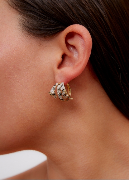 PAIRE DE CRÉOLES FELIN DIAMANTS OR JAUNE