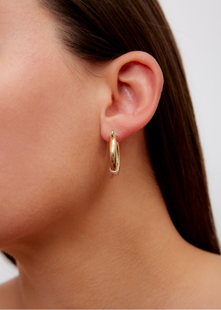 PAIRE DE CRÉOLES MOUSQUETON GOLD OR JAUNE