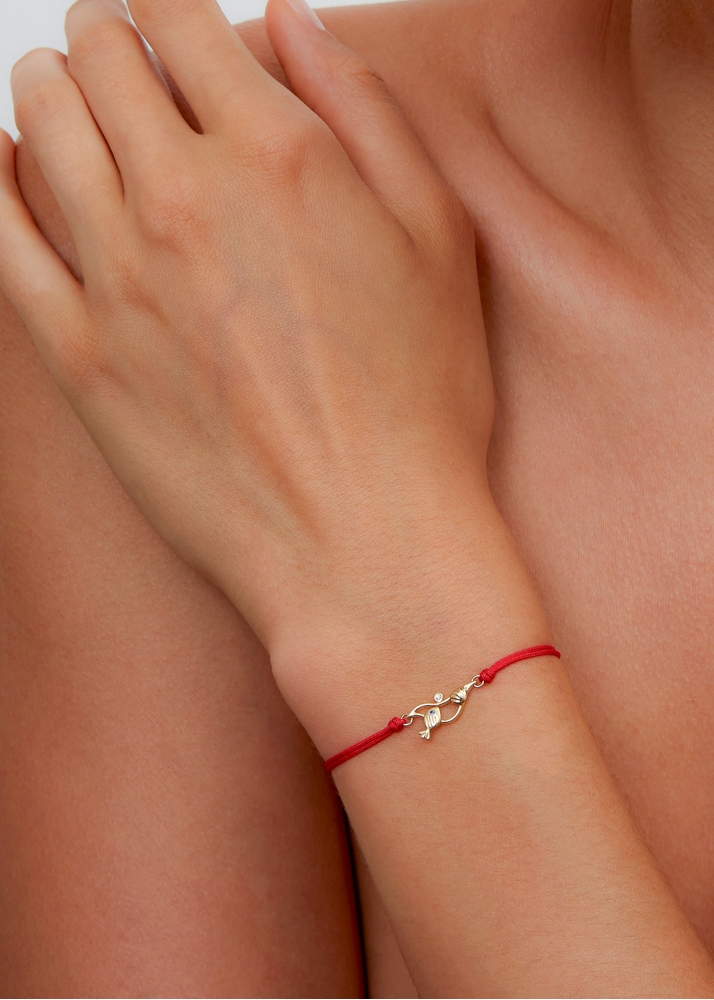 BRACELET FIL SOUS L'EAU ROUGE OR JAUNE