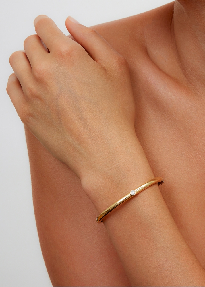 BRACELET JONC BAGUETTES CLOS & DIAMANTS 2 ORS