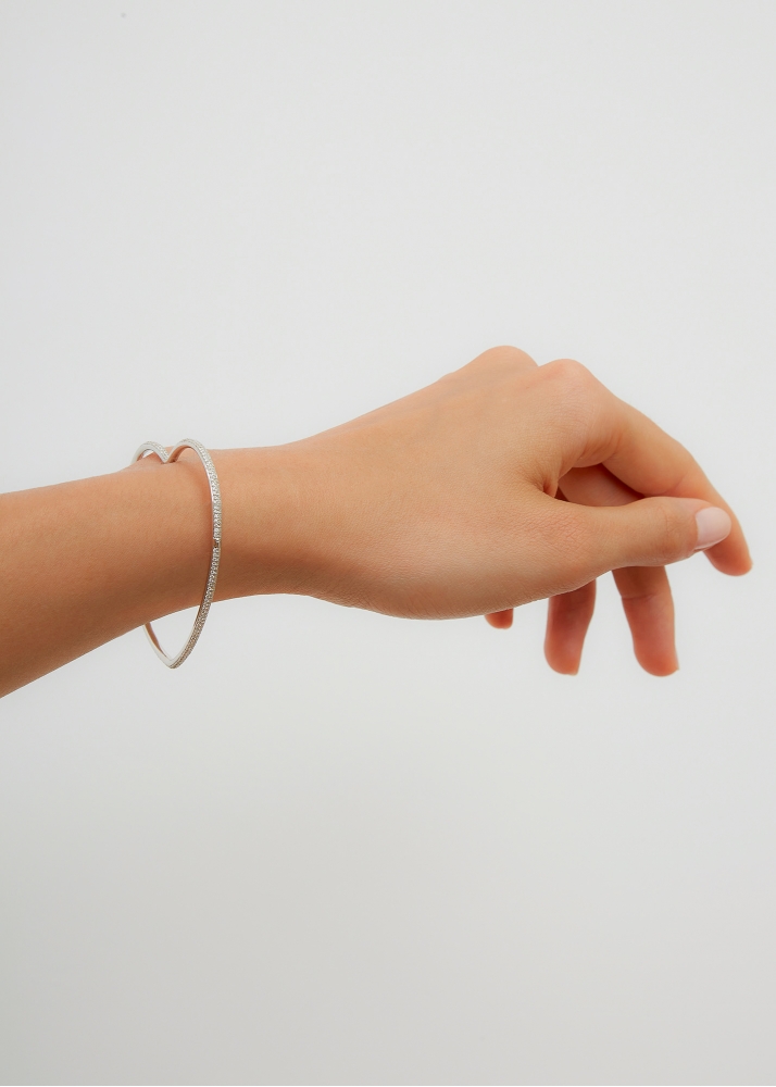 BRACELET JONC COEUR FULL DIAMANTS PM OR BLANC