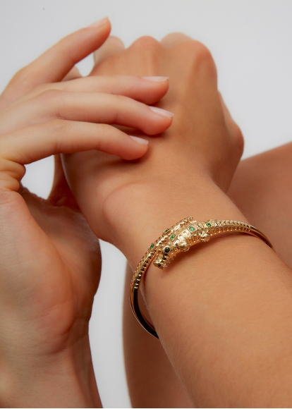 BRACELET JONC CROCO OR JAUNE