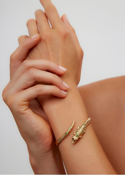BRACELET JONC CROCO OR JAUNE