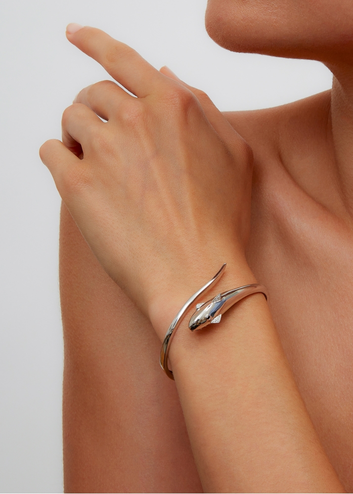 BRACELET JONC REQUIN OR BLANC