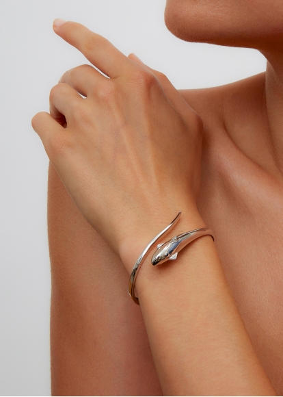 BRACELET JONC REQUIN OR BLANC