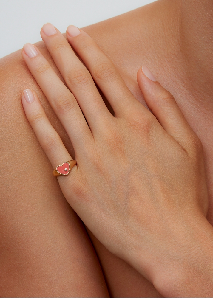 BABY CHEVALIÈRE COEUR CORAIL OR JAUNE