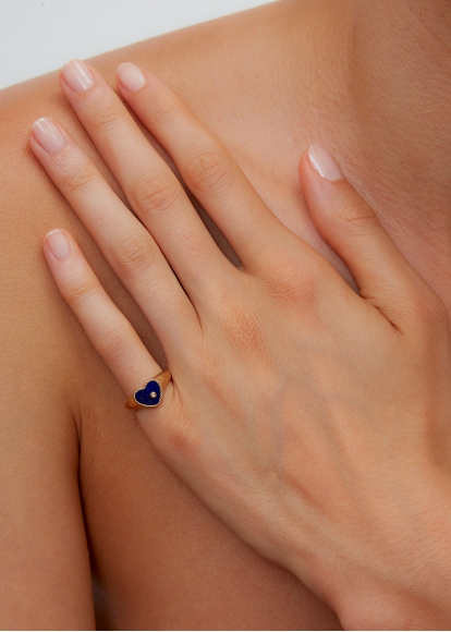 BABY CHEVALIÈRE COEUR LAPIS LAZULI OR JAUNE