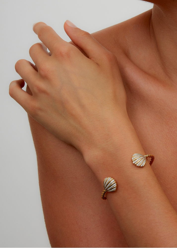 BRACELET JONC COQUILLAGE OR JAUNE