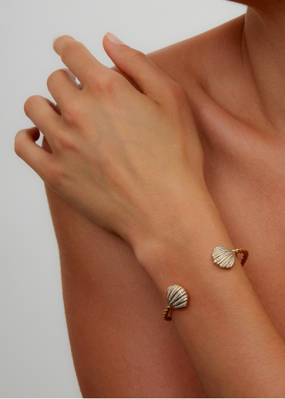 BRACELET JONC COQUILLAGE OR JAUNE
