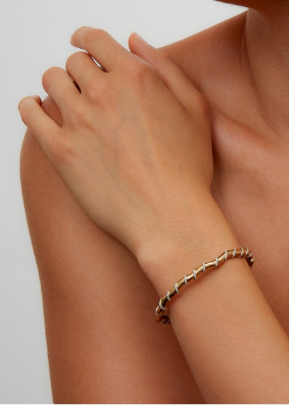 BRACELET JONC TWISTÉ GOLD DIAMANTS OR JAUNE